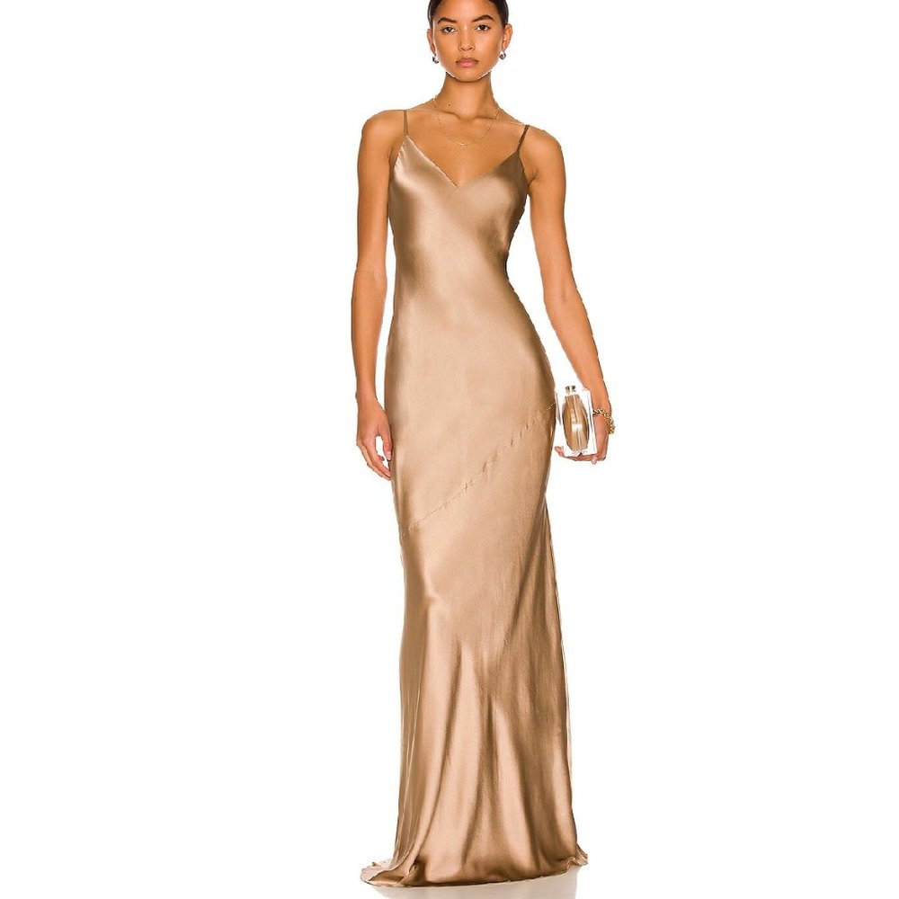 L'AGENCE Serita Maxi V Neck Bias Dress SIZE 0